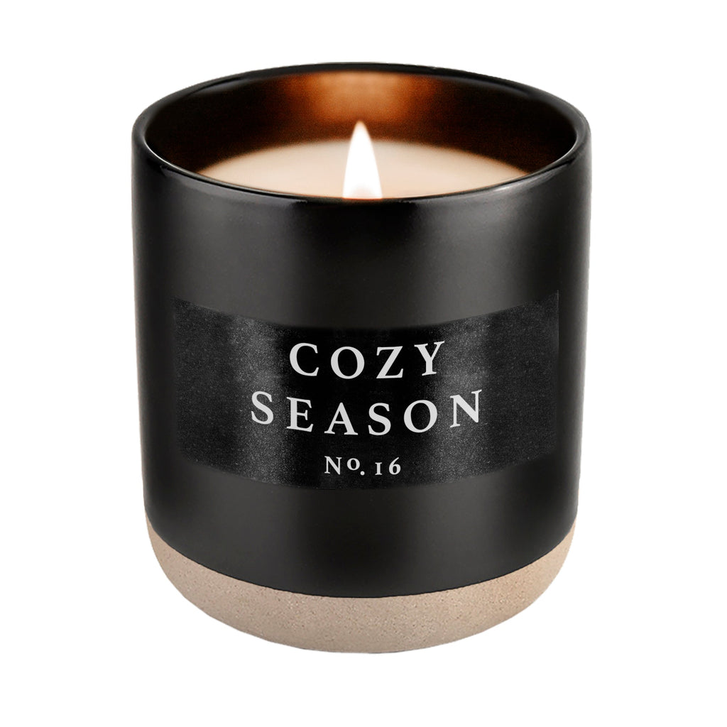 Cozy Season Soy Candle - Black Stoneware Jar - 12 oz - Currency Coffee Co