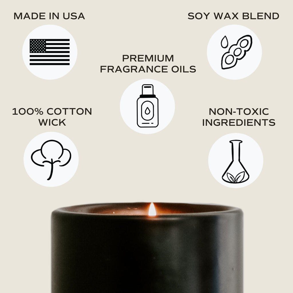 Christmas Soy Candle - Black Stoneware Jar - 12 oz - Currency Coffee Co