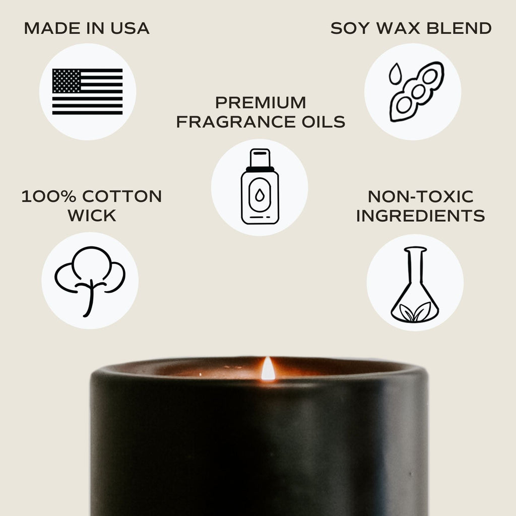 Cozy Season Soy Candle - Black Stoneware Jar - 12 oz - Currency Coffee Co