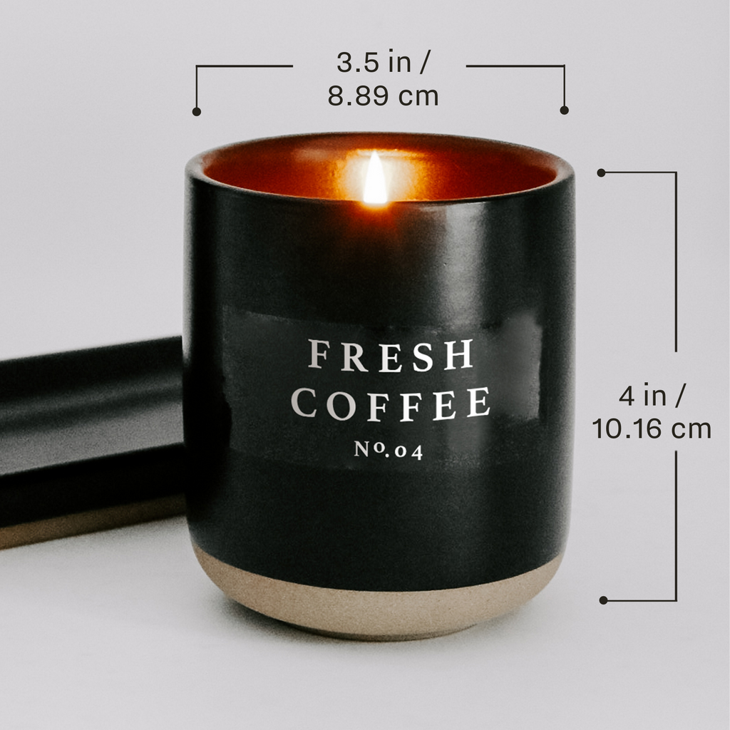 Merry + Bright Soy Candle - Black Stoneware Jar - 12 oz - Currency Coffee Co