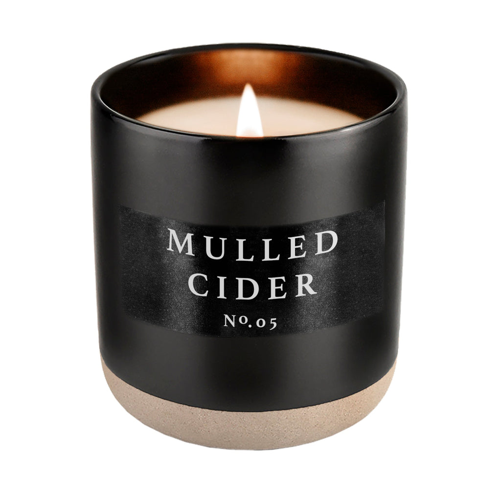 Mulled Cider Soy Candle - Black Stoneware Jar - 12 oz - Currency Coffee Co