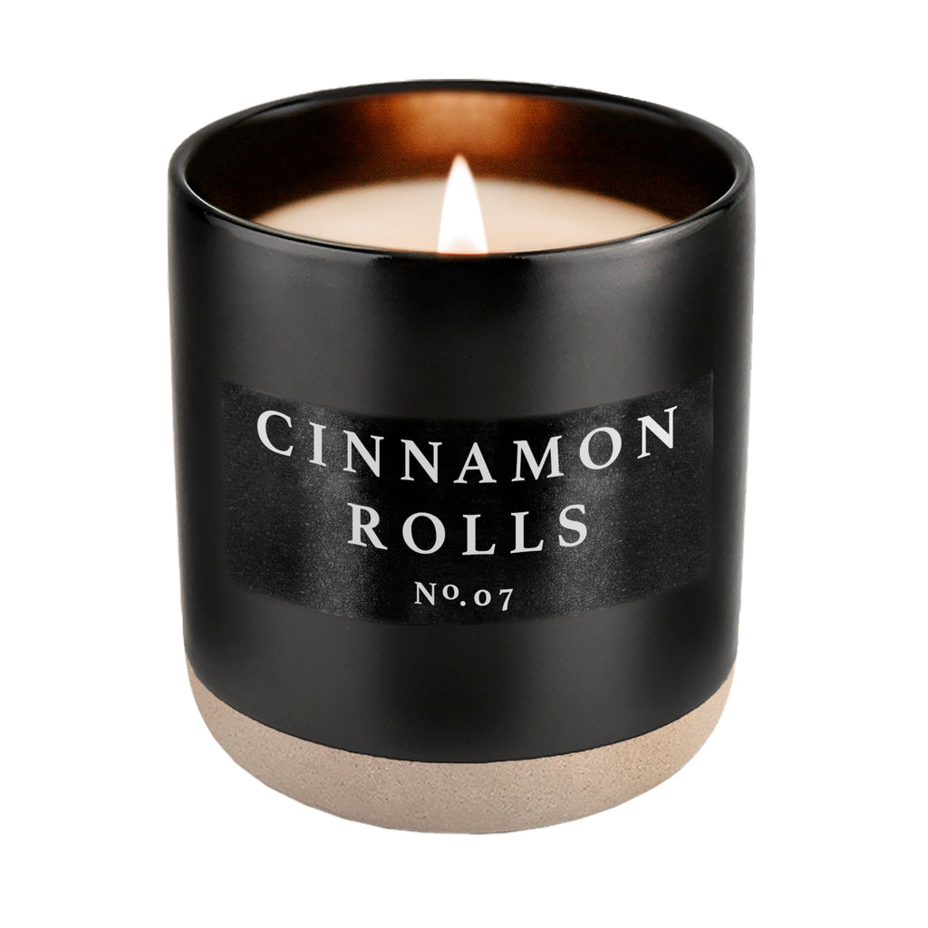 Cinnamon Rolls Soy Candle - Black Stoneware Jar - 12 oz - Currency Coffee Co