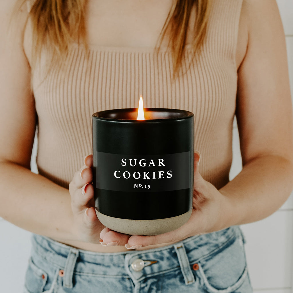 Sugar Cookies Soy Candle - Black Stoneware Jar - 12 oz - Currency Coffee Co