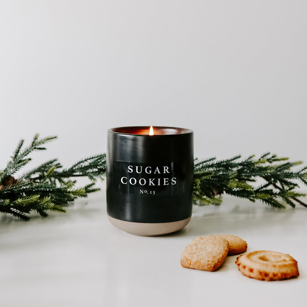 Sugar Cookies Soy Candle - Black Stoneware Jar - 12 oz - Currency Coffee Co