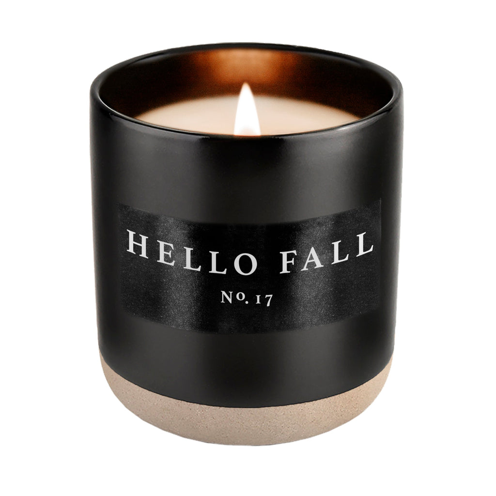 Hello Fall Soy Candle - Black Stoneware Jar - 12 oz - Currency Coffee Co