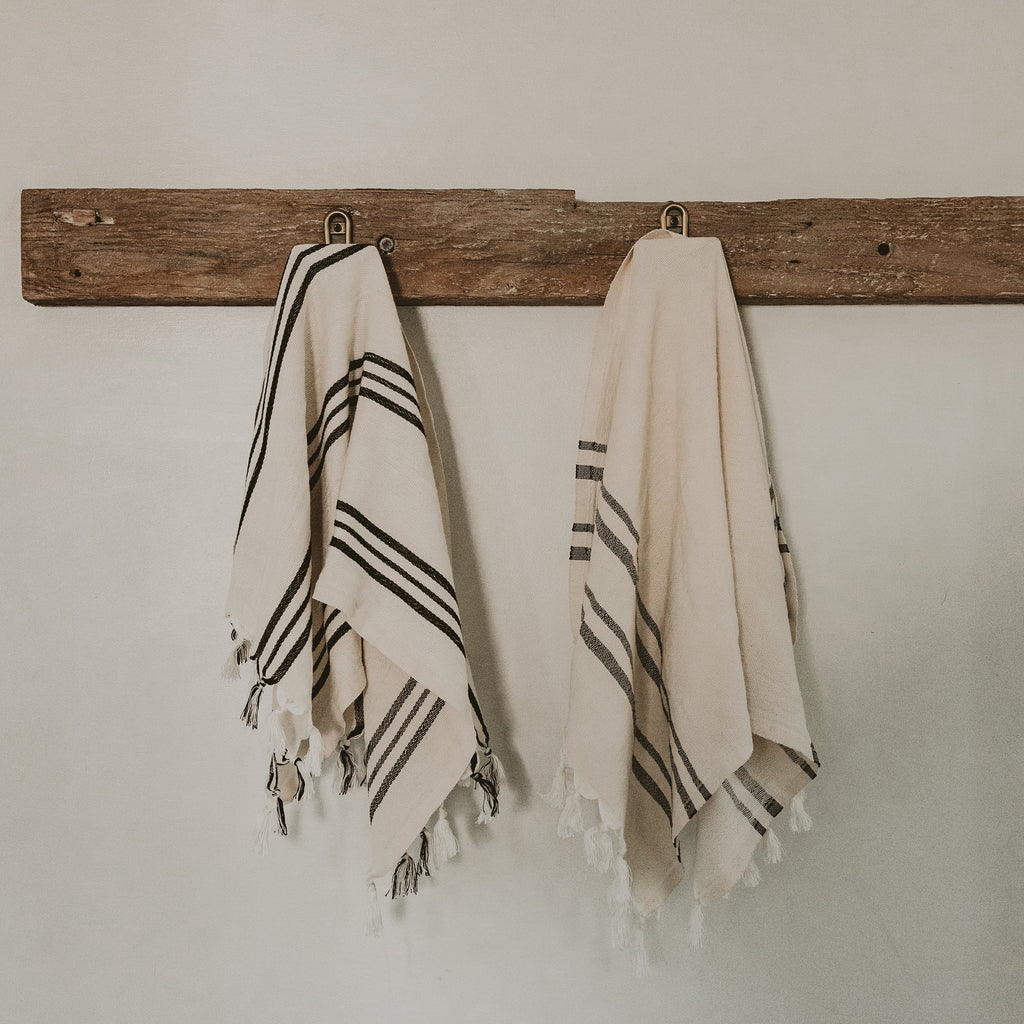 Jordan Turkish Cotton + Bamboo Hand Towel - Three Stripe - Currency Coffee Co