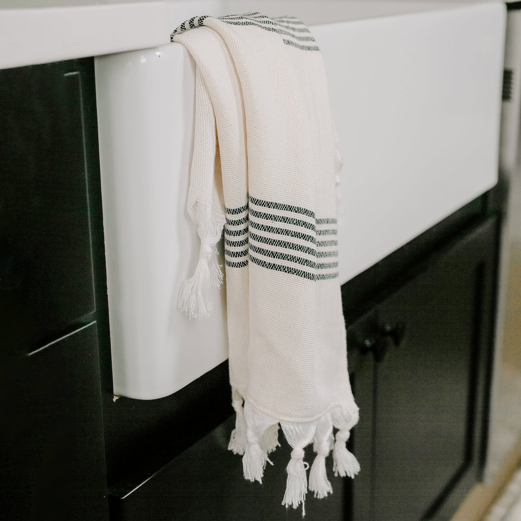 Turkish Cotton + Bamboo Hand Towel - Multi Stripes - Currency Coffee Co